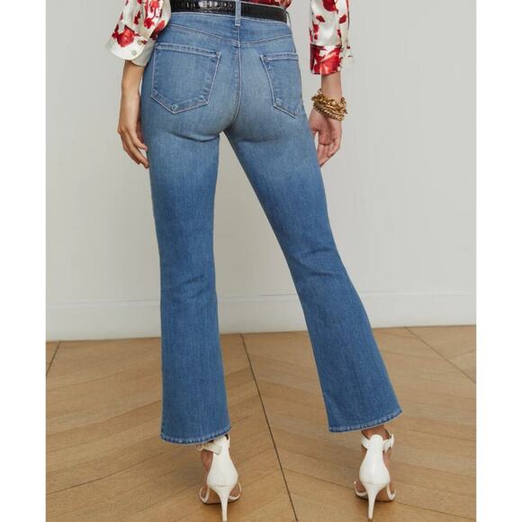 L’Agence Tati High Rise Cropped Bootcut Jeans Hayward Medium Wash 25 - Picture 3 of 9